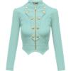 imageHybrid ampamp Company Womens Fashion Military Crop Premium Ultra Stretch GoldSliver Zip Up Dressy Blazer JacketMint