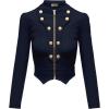 imageHybrid ampamp Company Womens Fashion Military Crop Premium Ultra Stretch GoldSliver Zip Up Dressy Blazer JacketNavy