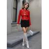 imageHybrid ampamp Company Womens Fashion Military Crop Premium Ultra Stretch GoldSliver Zip Up Dressy Blazer JacketRed
