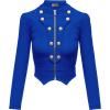 imageHybrid ampamp Company Womens Fashion Military Crop Premium Ultra Stretch GoldSliver Zip Up Dressy Blazer JacketRoyal