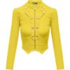 imageHybrid ampamp Company Womens Fashion Military Crop Premium Ultra Stretch GoldSliver Zip Up Dressy Blazer JacketYellow