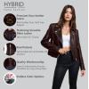 imageOlivia Miller Womens Faux Leather Moto Biker Jacket Long Sleeve Zip JacketJk5208brown