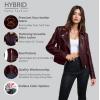 imageOlivia Miller Womens Faux Leather Moto Biker Jacket Long Sleeve Zip JacketJk5208burgundy