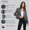 imageOlivia Miller Womens Faux Leather Moto Biker Jacket Long Sleeve Zip JacketJk5208gray