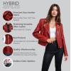 imageOlivia Miller Womens Faux Leather Moto Biker Jacket Long Sleeve Zip JacketJk5208red