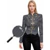 imageHybrid ampamp Company Womens Fashion Military Crop Premium Ultra Stretch GoldSliver Zip Up Dressy Blazer Jacket10573blkivo