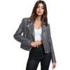 imageOlivia Miller Womens Faux Leather Moto Biker Jacket Long Sleeve Zip JacketJk5208gray