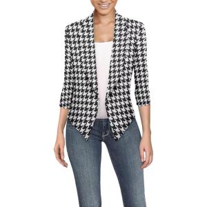 imageHybrid ampamp Company Womens Casual Work Office Blazer Jacket Open Front Shawl with 34 Scrunch Sleeves10280blackWhit