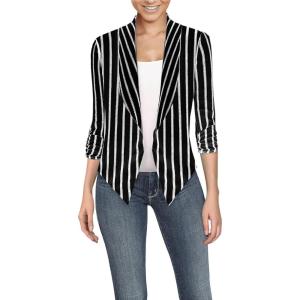 imageHybrid ampamp Company Womens Casual Work Office Blazer Jacket Open Front Shawl with 34 Scrunch Sleeves10827blackIvor