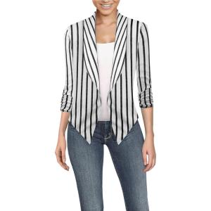 imageHybrid ampamp Company Womens Casual Work Office Blazer Jacket Open Front Shawl with 34 Scrunch Sleeves10827ivoryBlac