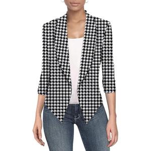 imageHybrid ampamp Company Womens Casual Work Office Blazer Jacket Open Front Shawl with 34 Scrunch Sleeves11252blkivo