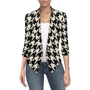 imageHybrid ampamp Company Womens Casual Work Office Blazer Jacket Open Front Shawl with 34 Scrunch Sleeves11394blkivo
