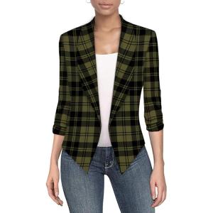 imageHybrid ampamp Company Womens Casual Work Office Blazer Jacket Open Front Shawl with 34 Scrunch Sleeves11396blkoli