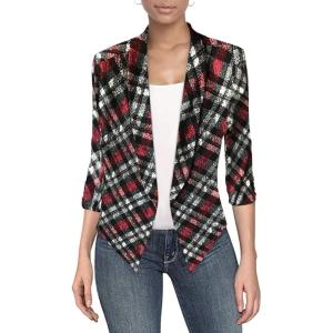 imageHybrid ampamp Company Womens Casual Work Office Blazer Jacket Open Front Shawl with 34 Scrunch Sleeves462059redmul