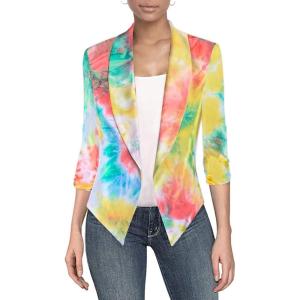 imageHybrid ampamp Company Womens Casual Work Office Blazer Jacket Open Front Shawl with 34 Scrunch Sleeves7701yellow Mul