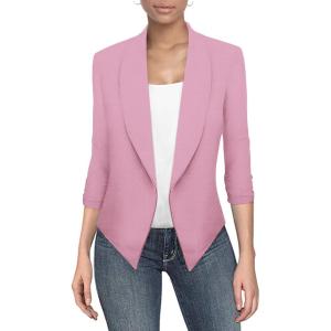 imageHybrid ampamp Company Womens Casual Work Office Blazer Jacket Open Front Shawl with 34 Scrunch SleevesRose