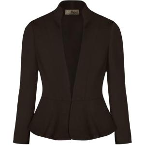 imageHybrid ampamp Company Womens Casual Work Office Elegant Open Front Premium Nylon Blazer JacketJk1135brown