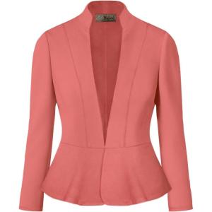 imageHybrid ampamp Company Womens Casual Work Office Elegant Open Front Premium Nylon Blazer JacketJk1135coral