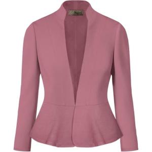 imageHybrid ampamp Company Womens Casual Work Office Elegant Open Front Premium Nylon Blazer JacketJk1135dark Rose