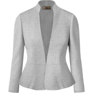 imageHybrid ampamp Company Womens Casual Work Office Elegant Open Front Premium Nylon Blazer JacketJk1135heathergre