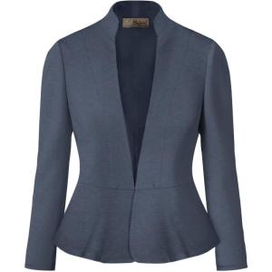 imageHybrid ampamp Company Womens Casual Work Office Elegant Open Front Premium Nylon Blazer JacketJk1135heathernav