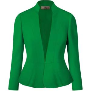 imageHybrid ampamp Company Womens Casual Work Office Elegant Open Front Premium Nylon Blazer JacketJk1135kelly Gree