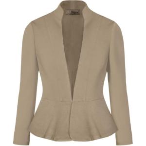 imageHybrid ampamp Company Womens Casual Work Office Elegant Open Front Premium Nylon Blazer JacketJk1135khaki