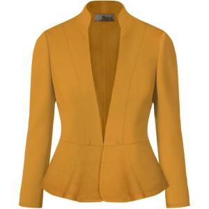 imageHybrid ampamp Company Womens Casual Work Office Elegant Open Front Premium Nylon Blazer JacketJk1135mustard