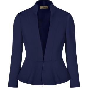 imageHybrid ampamp Company Womens Casual Work Office Elegant Open Front Premium Nylon Blazer JacketJk1135navy