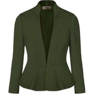 imageHybrid ampamp Company Womens Casual Work Office Elegant Open Front Premium Nylon Blazer JacketJk1135olive