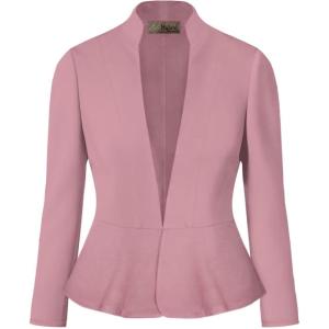 imageHybrid ampamp Company Womens Casual Work Office Elegant Open Front Premium Nylon Blazer JacketJk1135rose