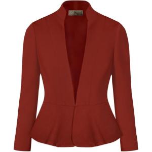 imageHybrid ampamp Company Womens Casual Work Office Elegant Open Front Premium Nylon Blazer JacketJk1135rust
