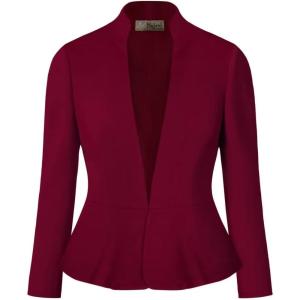 imageHybrid ampamp Company Womens Casual Work Office Elegant Open Front Premium Nylon Blazer JacketJk1135wine