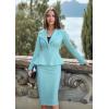 imageHybrid ampamp Company Womens Casual Work Office Dressy Double Lapel Single Button Peplum Comfortable BlazerAqua