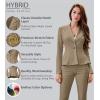 imageHybrid ampamp Company Womens Casual Work Office Dressy Double Lapel Single Button Peplum Comfortable BlazerBeigeKhakdressy  Premium Weight