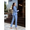 imageHybrid ampamp Company Womens Casual Work Office Dressy Double Lapel Single Button Peplum Comfortable BlazerBlueperiwinkle