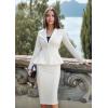 imageHybrid ampamp Company Womens Casual Work Office Dressy Double Lapel Single Button Peplum Comfortable BlazerIvorydressy  Premium Weight
