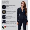 imageHybrid ampamp Company Womens Casual Work Office Dressy Double Lapel Single Button Peplum Comfortable BlazerNavydressy  Premium Weight