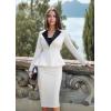 imageHybrid ampamp Company Womens Casual Work Office Dressy Double Lapel Single Button Peplum Comfortable BlazerWhiteblack