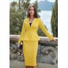 imageHybrid ampamp Company Womens Casual Work Office Dressy Double Lapel Single Button Peplum Comfortable BlazerYellow