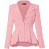 imageHybrid ampamp Company Womens Casual Work Office Dressy Double Lapel Single Button Peplum Comfortable BlazerBlushdressy  Premium Weight
