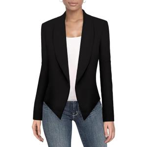 imageHybrid ampamp Company Womens Casual Work Office Blazer Open Front Heavy Ponti Shawl Collar Long Sleeve JacketBlack9789