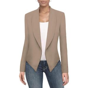 imageHybrid ampamp Company Womens Casual Work Office Blazer Open Front Heavy Ponti Shawl Collar Long Sleeve JacketKhaki9789
