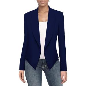 imageHybrid ampamp Company Womens Casual Work Office Blazer Open Front Heavy Ponti Shawl Collar Long Sleeve JacketNavy9789