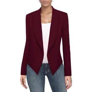 imageHybrid ampamp Company Womens Casual Work Office Blazer Open Front Heavy Ponti Shawl Collar Long Sleeve JacketWine9789