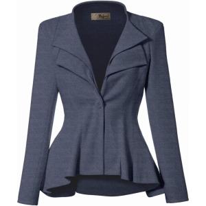 imageHybrid ampamp Company Womens Casual Work Office Dressy Double Lapel Single Button Peplum Comfortable Blazer1073theathernav