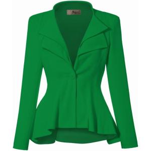 imageHybrid ampamp Company Womens Casual Work Office Dressy Double Lapel Single Button Peplum Comfortable Blazer1073tkelly Gree