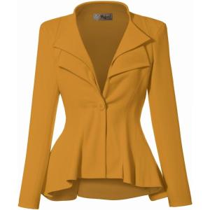 imageHybrid ampamp Company Womens Casual Work Office Dressy Double Lapel Single Button Peplum Comfortable Blazer1073tmustard