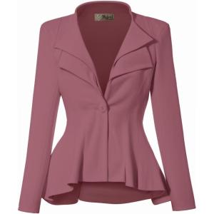 imageHybrid ampamp Company Womens Casual Work Office Dressy Double Lapel Single Button Peplum Comfortable BlazerDark Rose