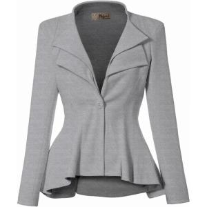 imageHybrid ampamp Company Womens Casual Work Office Dressy Double Lapel Single Button Peplum Comfortable BlazerHeather Grdressy  Premium Weight